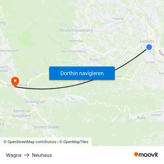 Wagna to Neuhaus map