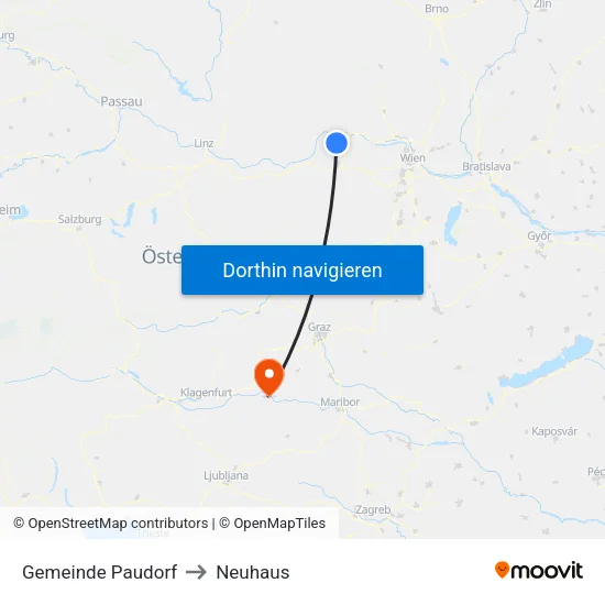 Gemeinde Paudorf to Neuhaus map