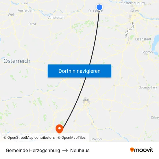 Gemeinde Herzogenburg to Neuhaus map