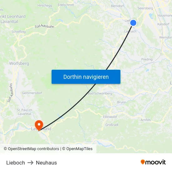 Lieboch to Neuhaus map