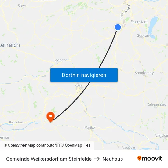 Gemeinde Weikersdorf am Steinfelde to Neuhaus map