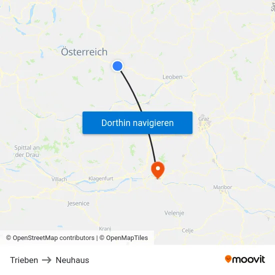 Trieben to Neuhaus map