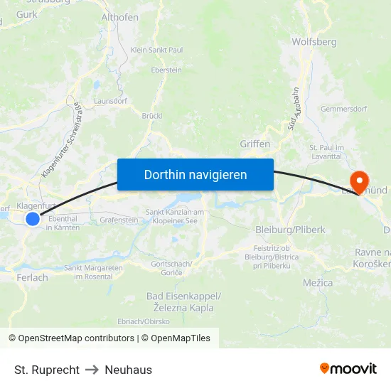 St. Ruprecht to Neuhaus map