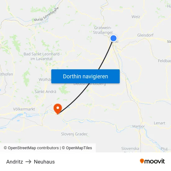 Andritz to Neuhaus map