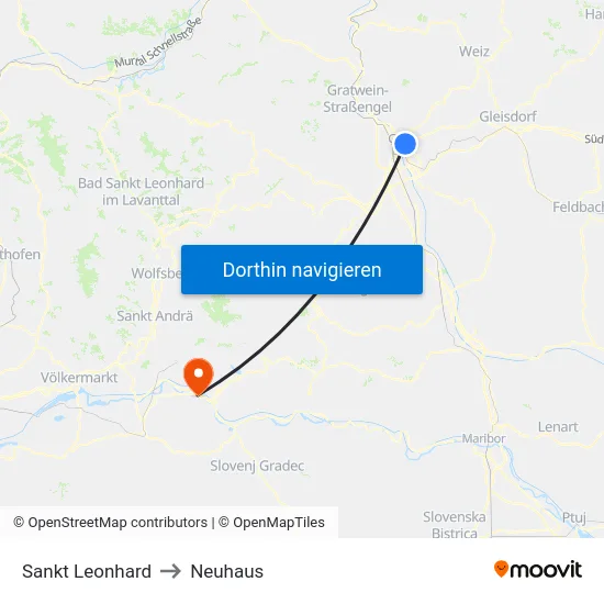 Sankt Leonhard to Neuhaus map