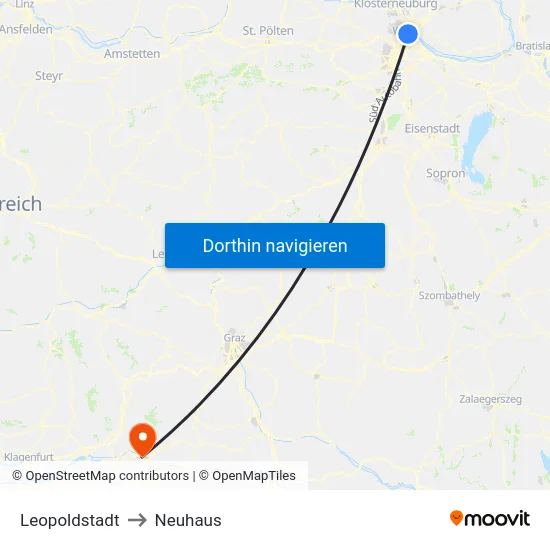 Leopoldstadt to Neuhaus map
