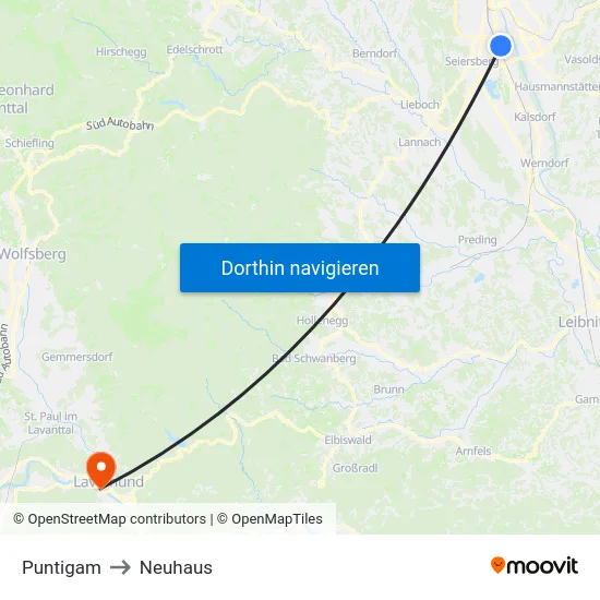 Puntigam to Neuhaus map