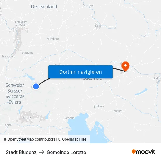 Stadt Bludenz to Gemeinde Loretto map