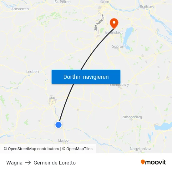 Wagna to Gemeinde Loretto map
