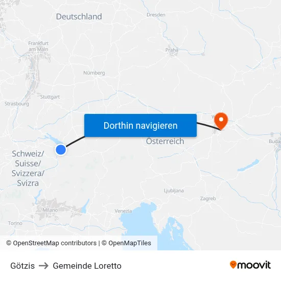 Götzis to Gemeinde Loretto map