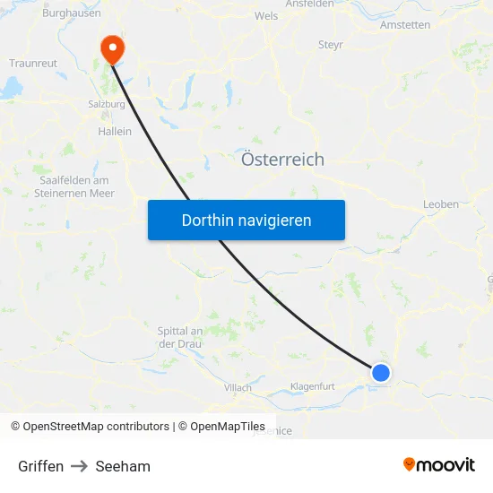 Griffen to Seeham map