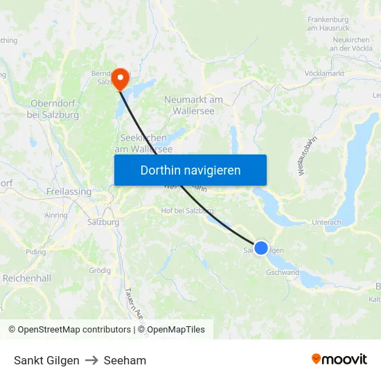 Sankt Gilgen to Seeham map