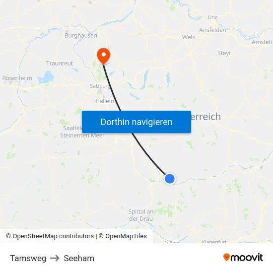 Tamsweg to Seeham map