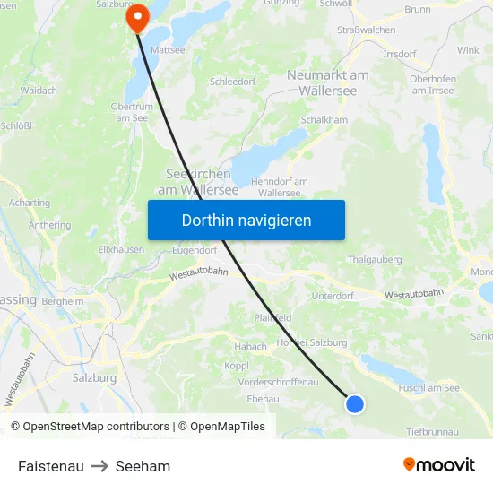 Faistenau to Seeham map