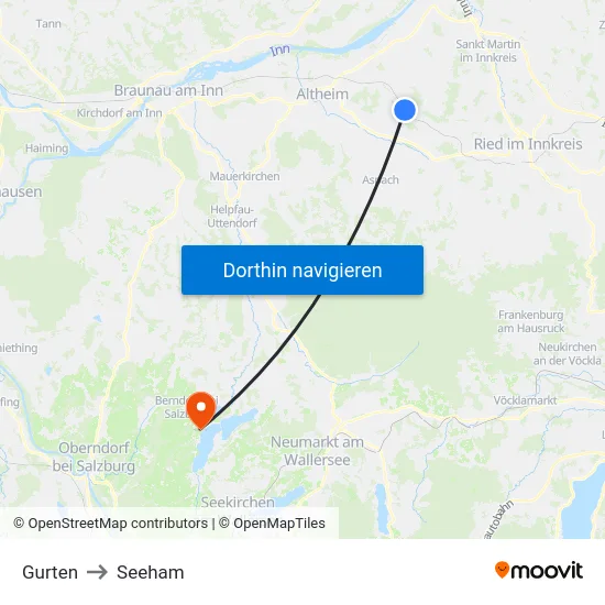 Gurten to Seeham map