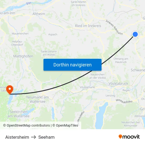 Aistersheim to Seeham map