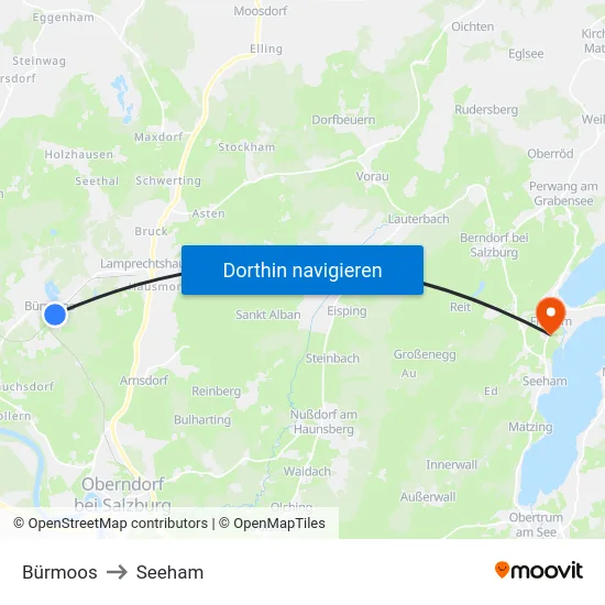 Bürmoos to Seeham map