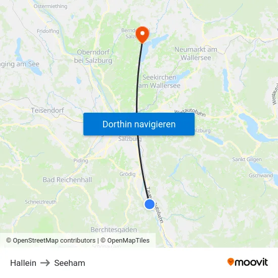 Hallein to Seeham map