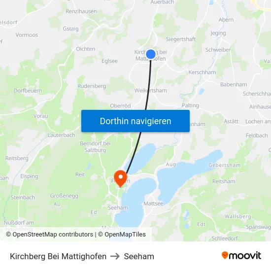 Kirchberg Bei Mattighofen to Seeham map