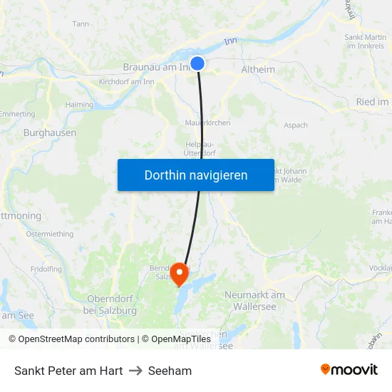 Sankt Peter am Hart to Seeham map