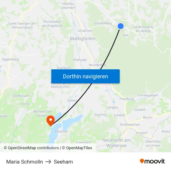 Maria Schmolln to Seeham map