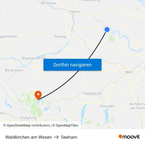 Waldkirchen am Wesen to Seeham map