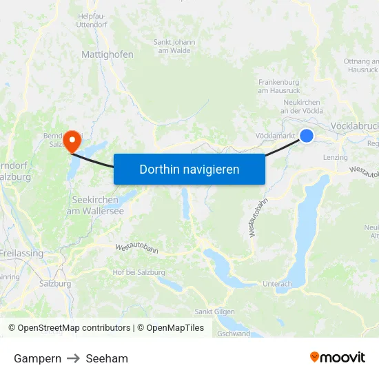 Gampern to Seeham map