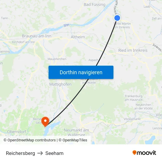 Reichersberg to Seeham map