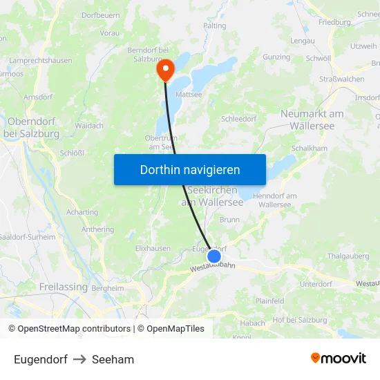 Eugendorf to Seeham map