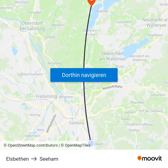 Elsbethen to Seeham map