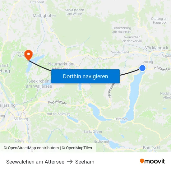 Seewalchen am Attersee to Seeham map