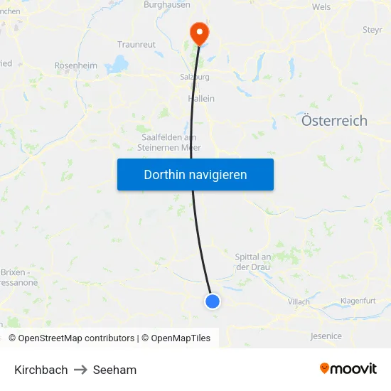Kirchbach to Seeham map