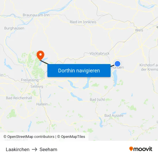Laakirchen to Seeham map