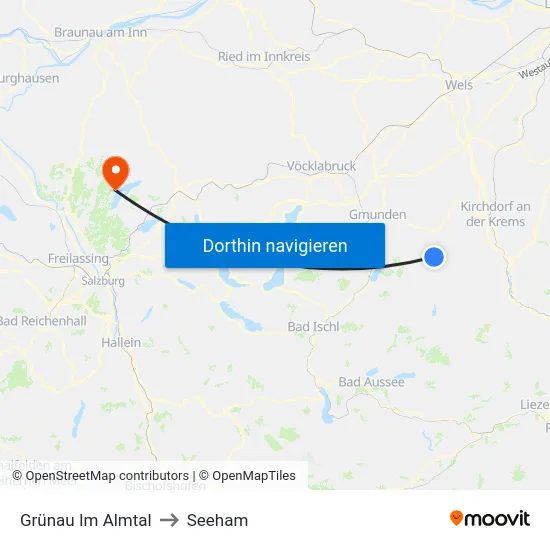 Grünau Im Almtal to Seeham map