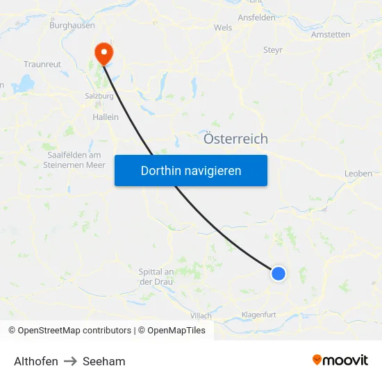 Althofen to Seeham map