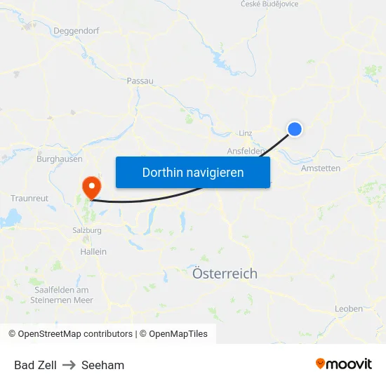 Bad Zell to Seeham map