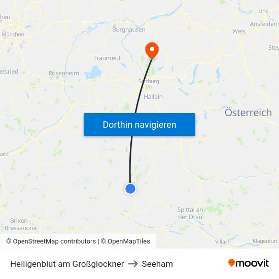 Heiligenblut am Großglockner to Seeham map