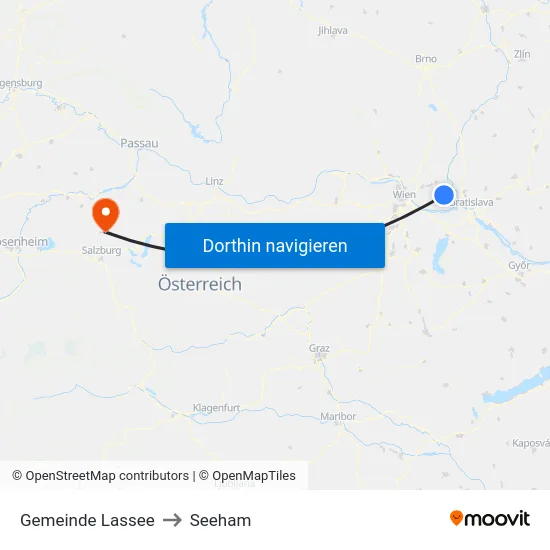 Gemeinde Lassee to Seeham map