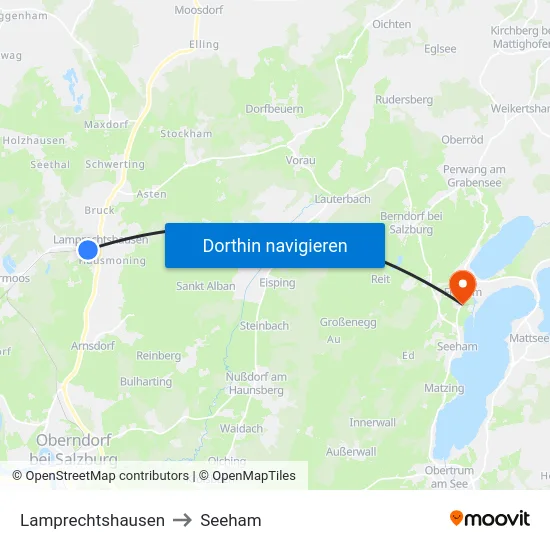Lamprechtshausen to Seeham map