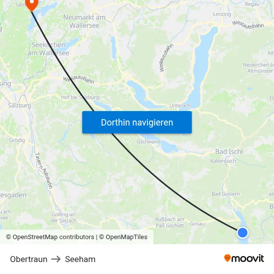 Obertraun to Seeham map