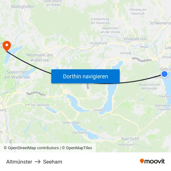 Altmünster to Seeham map