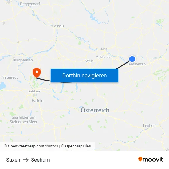 Saxen to Seeham map