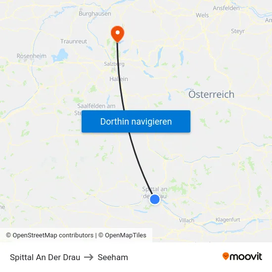Spittal An Der Drau to Seeham map