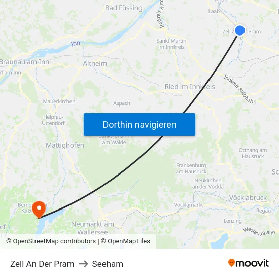 Zell An Der Pram to Seeham map