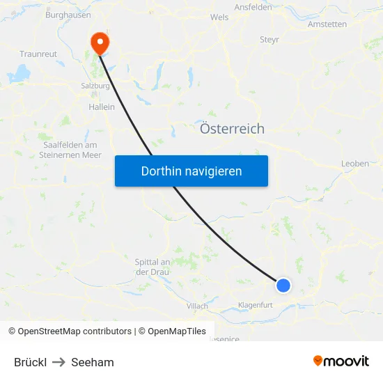 Brückl to Seeham map