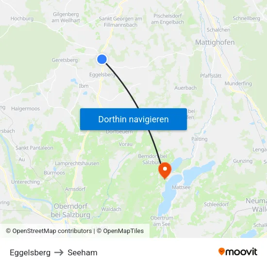 Eggelsberg to Seeham map