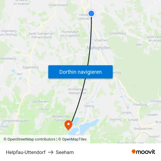 Helpfau-Uttendorf to Seeham map