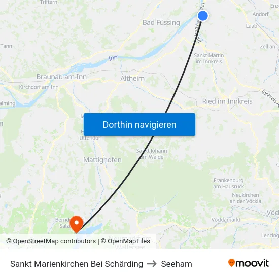 Sankt Marienkirchen Bei Schärding to Seeham map