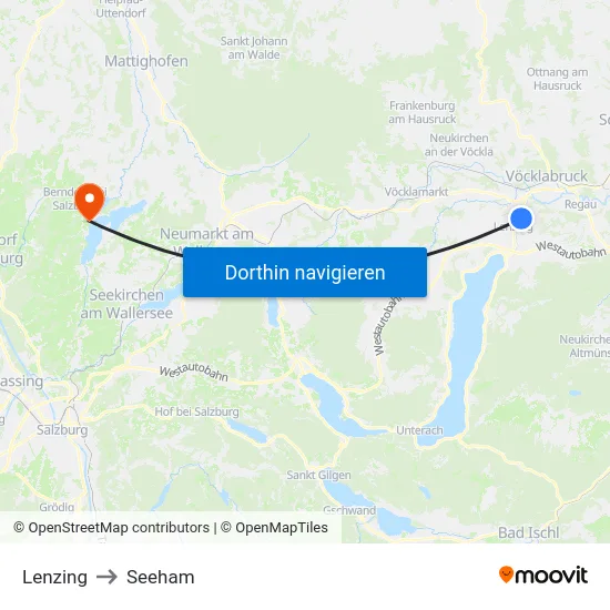 Lenzing to Seeham map