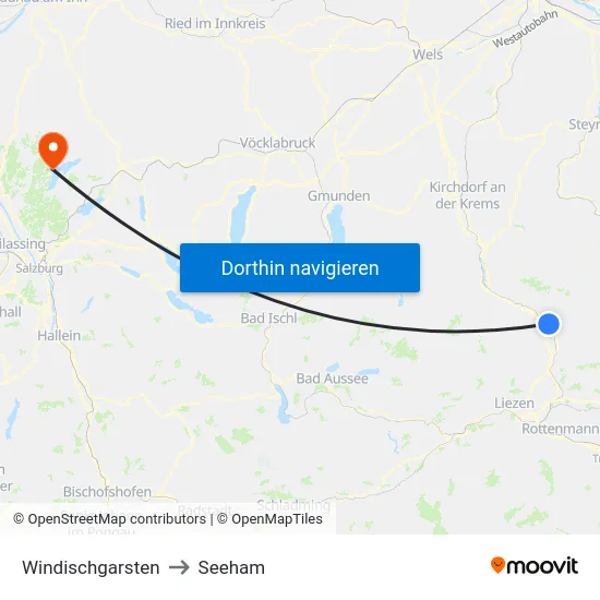 Windischgarsten to Seeham map